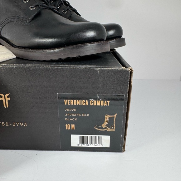 Frye Women's Veronica Leather Lace Up Combat Boots Black Size 10 - Picture 2 of 12